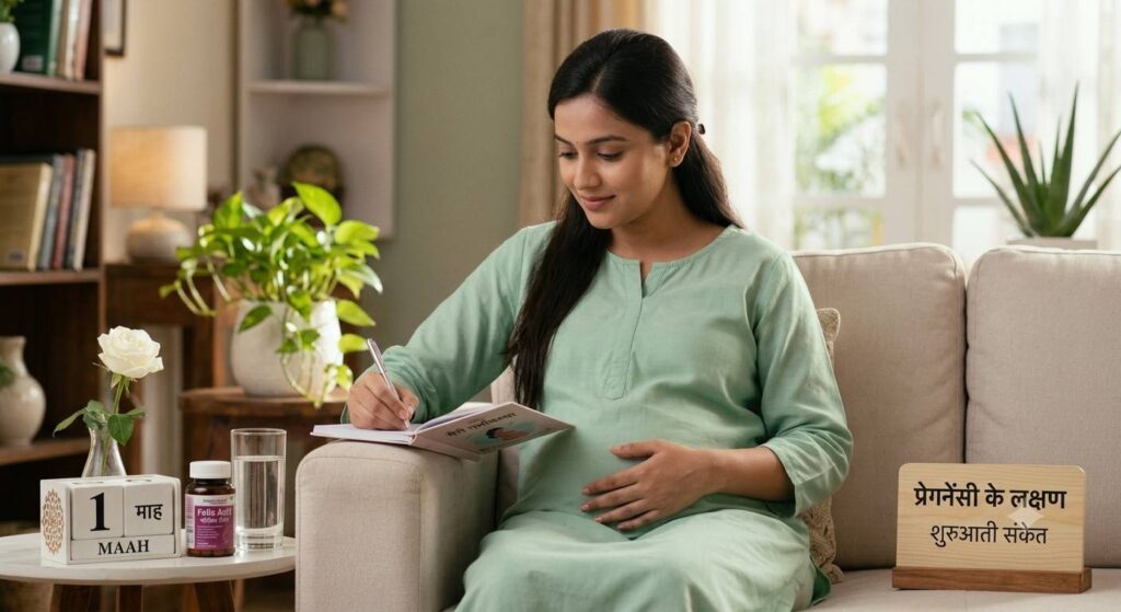 symptoms of pregnancy in first month in hindi